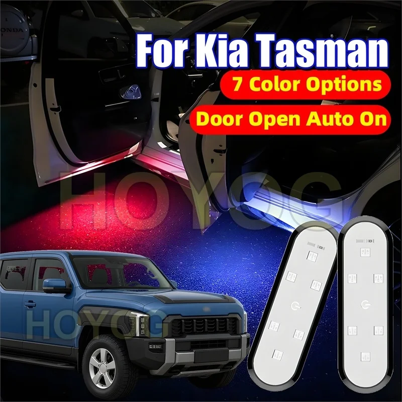 For Kia Tasman 2025-2026 Wireless LED 1-4pcs Car Door Welcome Lamp with Automatic On/Off and Type-C Charging