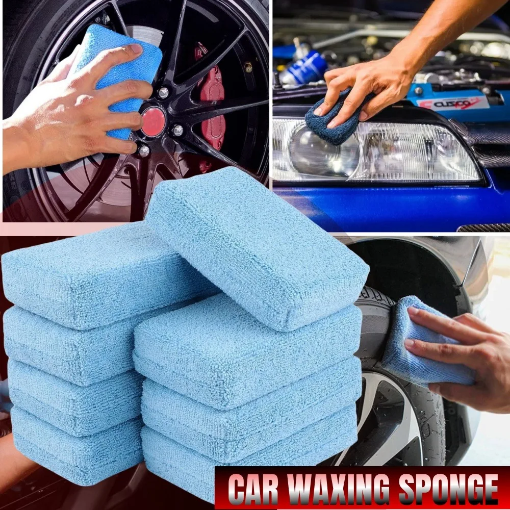 Esponja para encerar el coche, almohadilla para el cuidado del encerado, esponja rectangular de microfibra para limpieza y pulido, herramientas de limpieza del coche, 1-20 piezas
