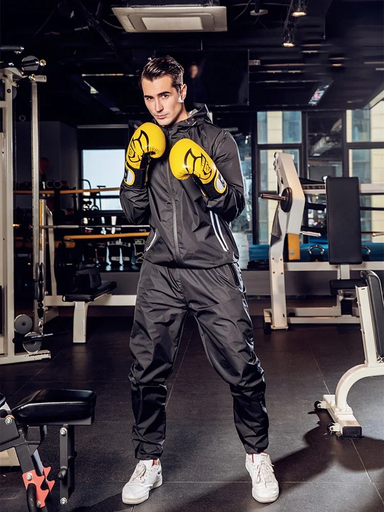 Profession Sauna Suit Men Boxing Training Waterproof Sportswear for Women Gym Clothing Full Body Sweating Suits for Weight Loss