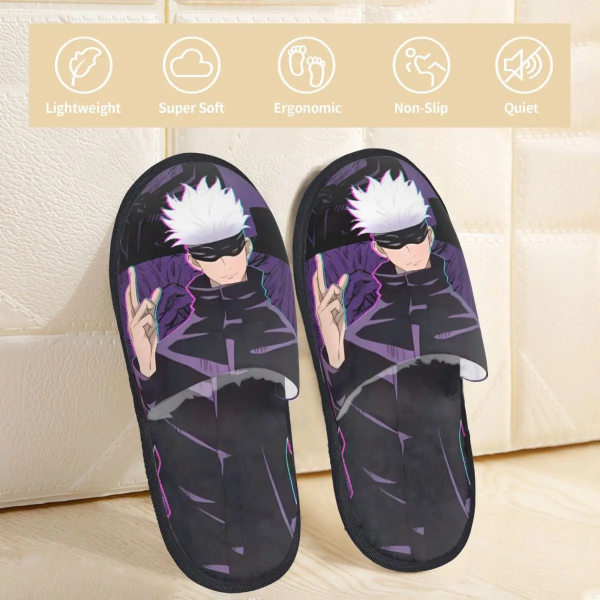 Winter Home Cotton Slippers Gojo Satoru Accessories Household Fur Slides Slippers Indoor Jujutsu Kaisen Cozy Non Slip Slides