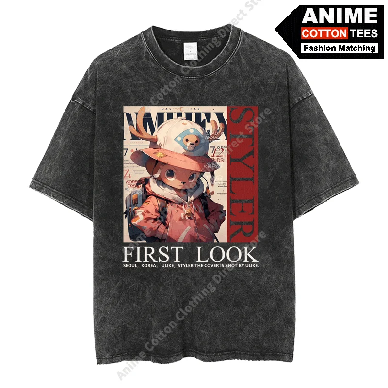 

Anime ONE PIECE - Fashion Show Chopper Cover Print T Shirt y2k Harajuku Street Men Women Short Sleeve Cotton Vintage Loose Tees