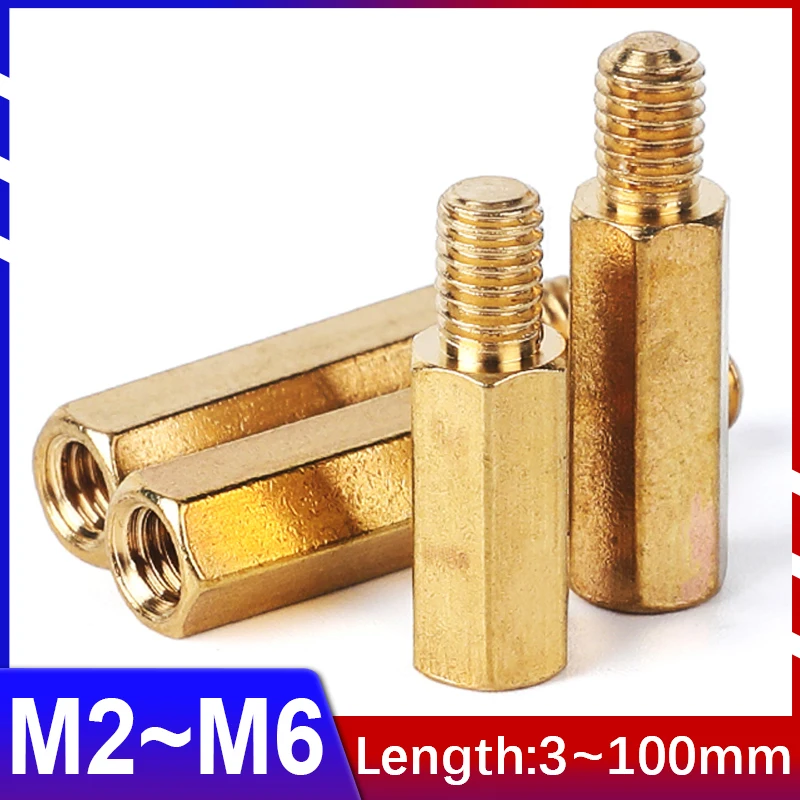 Hexagonal Copper Pillar M2M2.5M3M4M5M6 Brass Hex PCB Motherboard Spacer Male Female Standoff Board Stud Metric Threaded Pillar