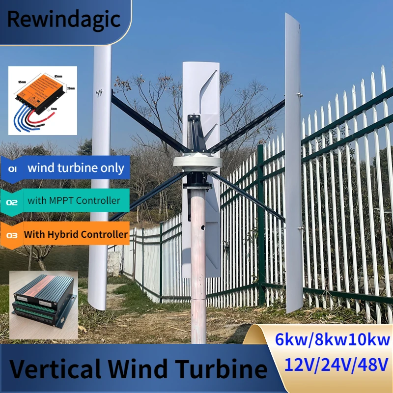 

China Factory Vertical Axis Maglev Wind Turbine Generator 6kw 8kw10kw 24v 48v 3 Blades Free Energy For Homeuse Windmills Low rpm