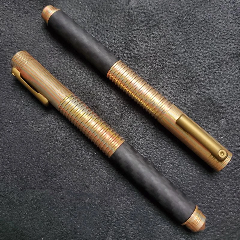 

Brass Damascus Titanium Alloy Carbon fiber EDC Signature Pen With Writing Multi-functional Portable Pen Ball Point Pen