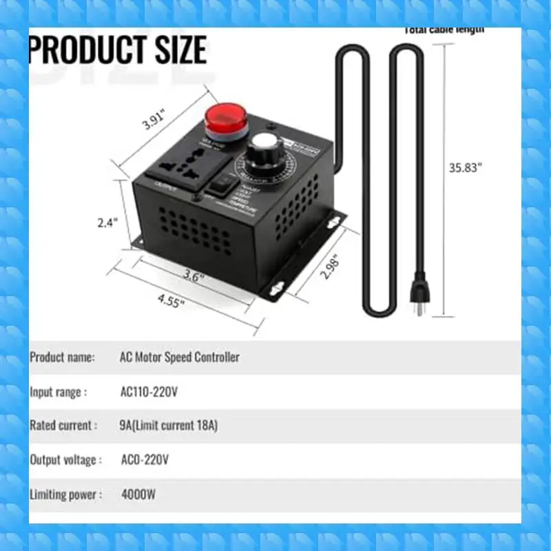

1 шт., регулятор скорости двигателя переменного тока, регулятор переменного напряжения двигателя 120 В, вилка стандарта США