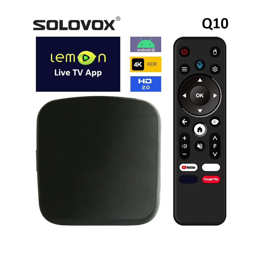 SOLOVOX 2024 Q10 Android 12 Лимонная ТВ-приставка Характеристики четырехъядерного процессора H618 4 ГБ ОЗУ 32 ГБ ПЗУ WiFi5G BT4 Потоковое ТВ-приставка Stalkerid