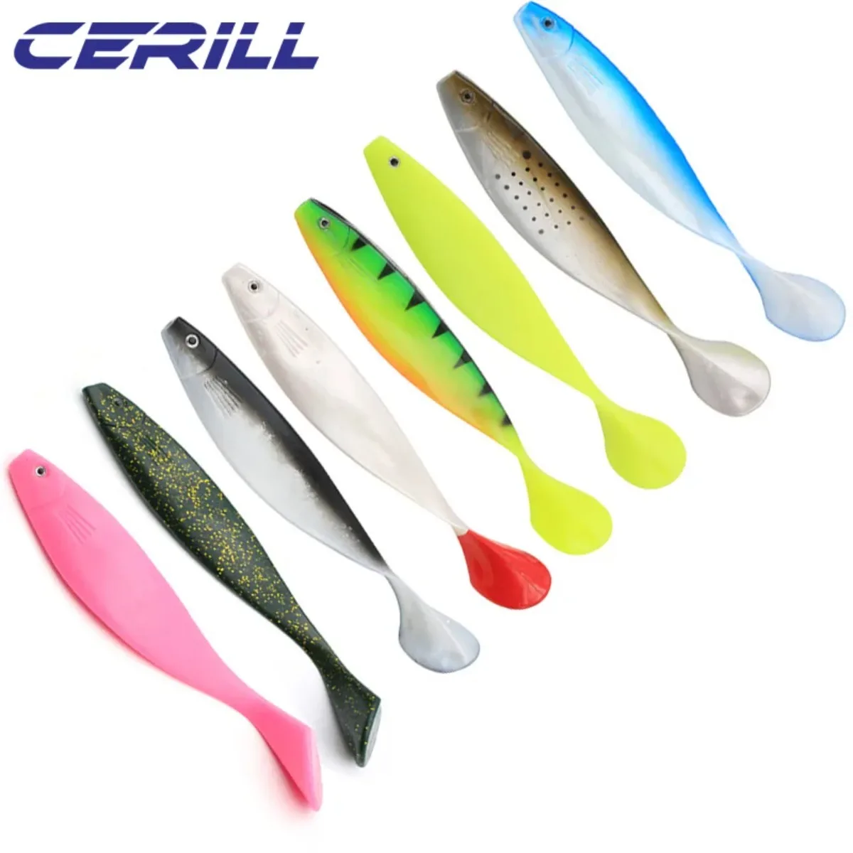 Cerill 1 PC 235mm 70g Big Soft Fishing Lure Paddle Tail Jigging Wobblers Silicone Artificial Bait Shad Pike Bass Saltwater