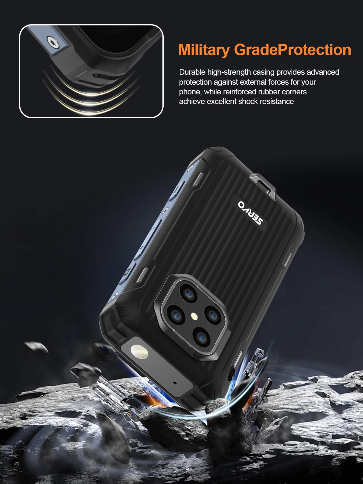 SERVO TANK500 4G Android Mini Rugged Smartphone 6GB+128GB 2 SIM Face Unlock 3.88 inch 3000mAh 13MP Camera Waterproof Smart Phone