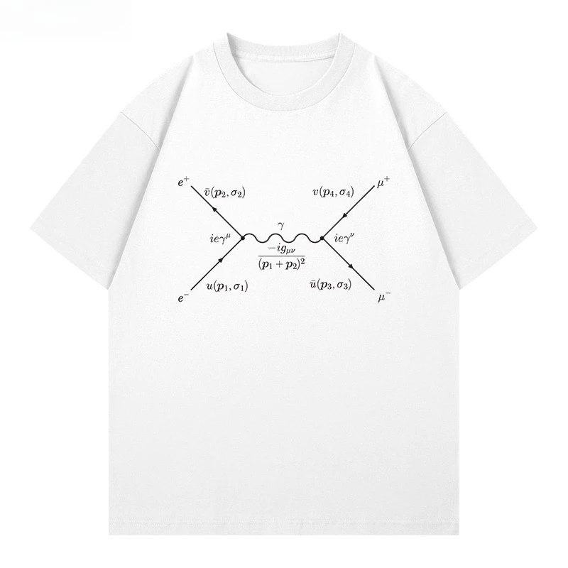 تي شيرت Feynman Diagram Quantum Mechanics Science and Engineering Schroddinger من القطن الخالص بأكمام قصيرة للرجال كاجوال فضفاض #2