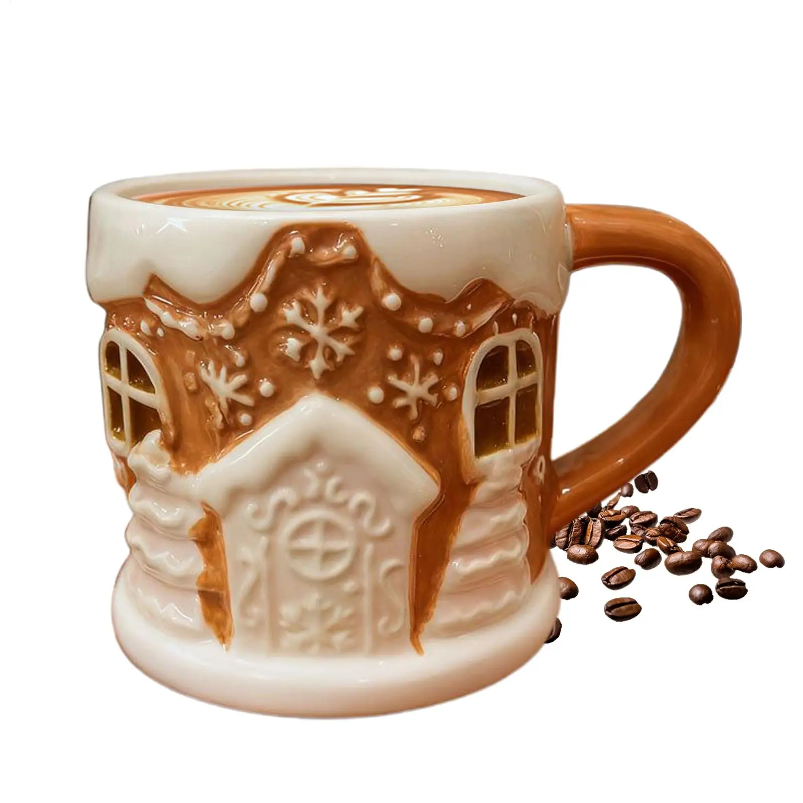 Gingerbread House Mug Resin Christmas Drinking Conatiner With LED Light DIY Christmas Party Decoration Beverage Mug Gift