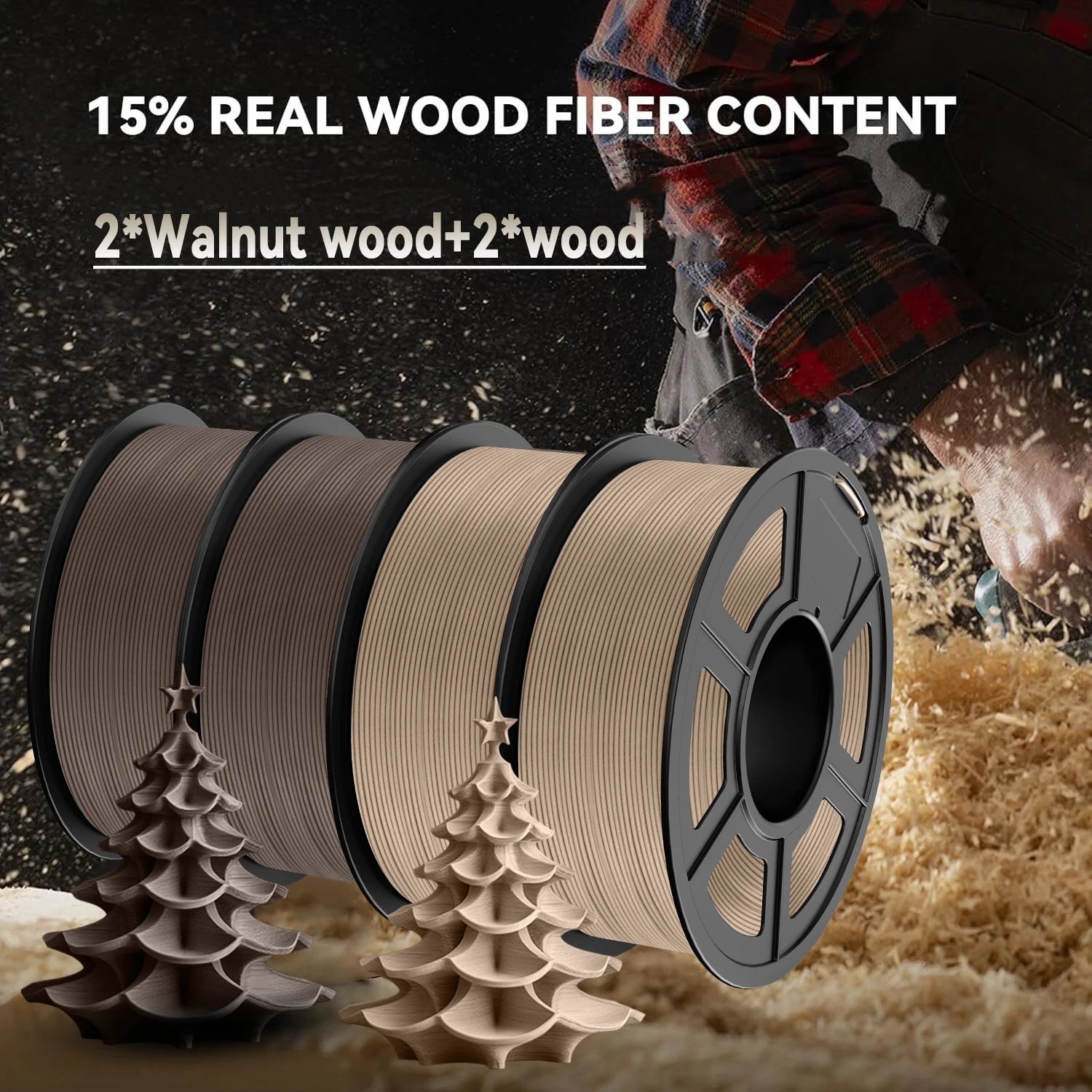 JAYO 4 Rollen/Set Holz-PLA 3D-Filament 1,75mm 1,1KG PLA Holztextur 3D-Drucker-Filament 15% Holzfaser 3D-Druckmaterialien