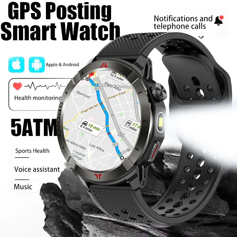 2024 New For Huawei GPS Smart Watch Men 1.43inch AMOLED Bluetooth Call Compass 5ATM Waterproof 410mAh Battery Sports Smart Watch