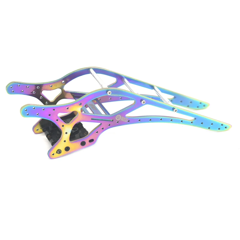 チタン LCG シャーシフレーム、シャーシリンク、ドライブシャフト、ハンガービーム、真鍮製スキッドプレートセット付き、Axial SCX24 1/24 RCパーツ用