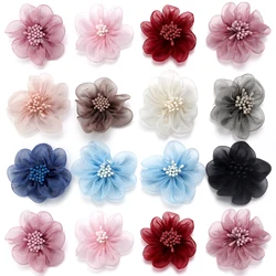 4pcs/pack 5cm Eugen Gauze With Floral Stamens And Accessories For DIY Handmade Clothing Decoration Accessories Wholesale