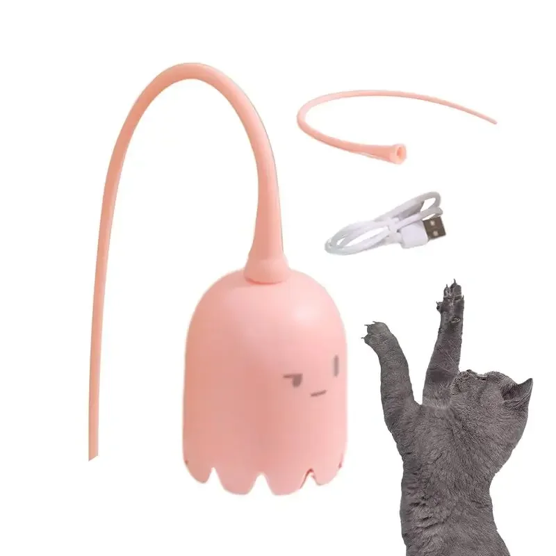 Cat Wand Toy Automatic Silicone Tail Teaser Toy Mimicking Animals Swing Tail Interactive For Bored Indoor Cats And Kittens Mouse