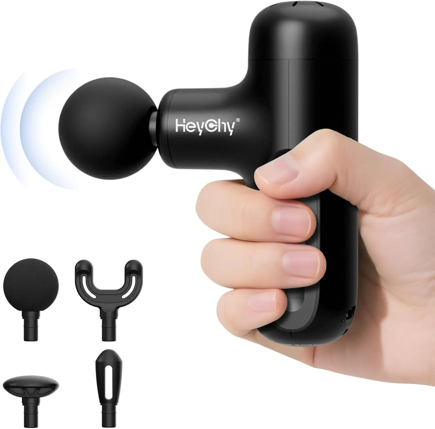 

Супер мини-массажный пистолет с 4 головками, глубокое облегчение мышц тканей для облегчения боли в спине, тихий портативный для домашнего спортзала, офиса, подарок черный