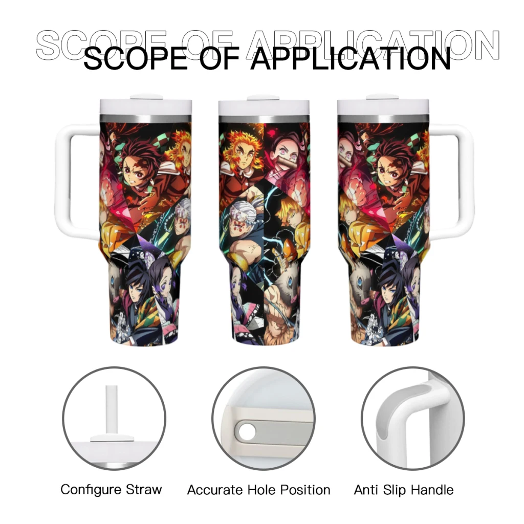 Anime Demon Slayer Blade 40 Oz Ultimate Tumbler with Handle and Straw Vacuum InsulatedTumbler with Straw and Lid StainlessSteel