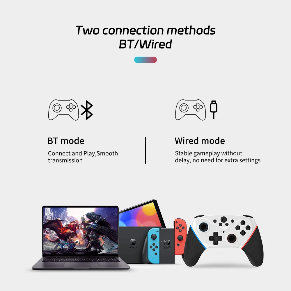 Wireless Switch Controller Compatible with Switch/Lite/OLED Remote Supports Multi-Platform with Turbo, Wake-up Function