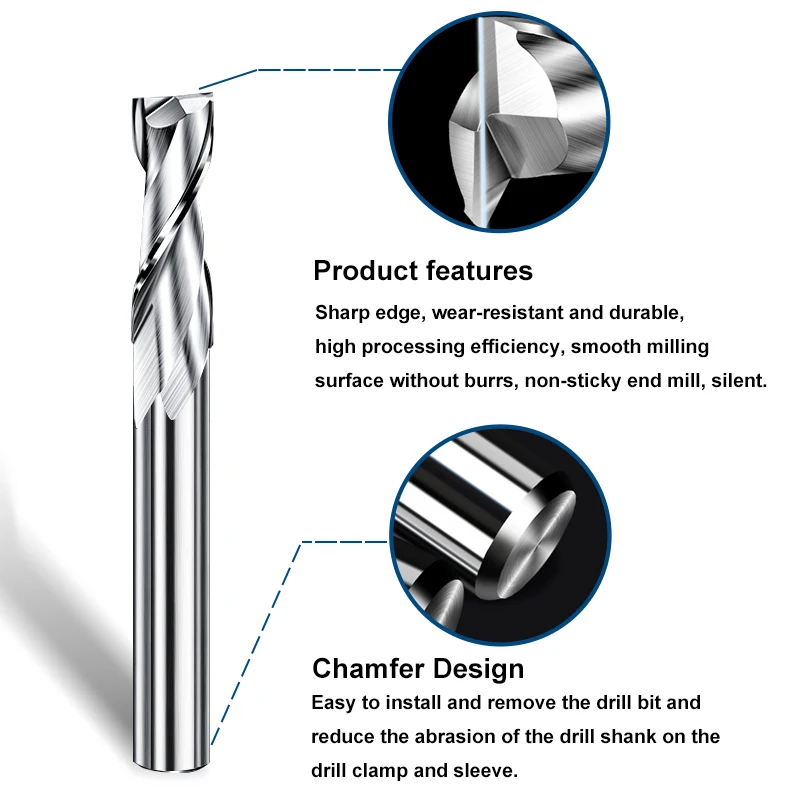 XCAN 2 Flute End Mill Up Cut Router Bit  1/4 Shank Tungsten Carbide Engraving Bit CNC Milling Tool for PVC MDF Milling Cutter