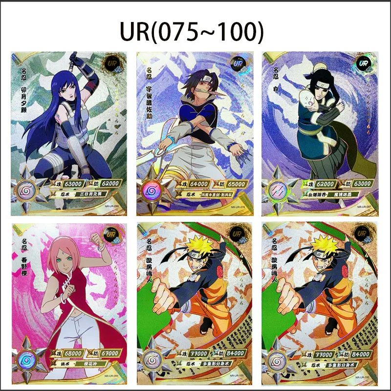 

KAYOU NARUTO UR 75-100 Cards Anime Figure Haruno Sakura Tsunade Uzumaki Naruto Orochimaru Deidara Game Card Collection Boys Toys