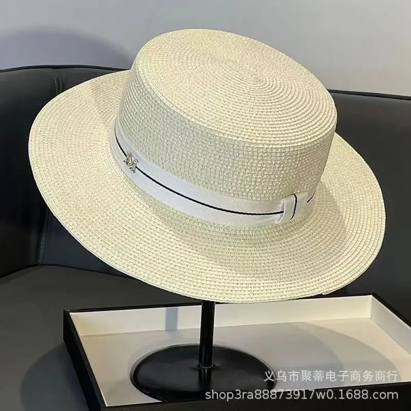 Summer New French Flat Top Straw Hat Summer Beach Hat Big Brim Shade Straw Hat Retro Hat Men And Women Universal Sun Hat