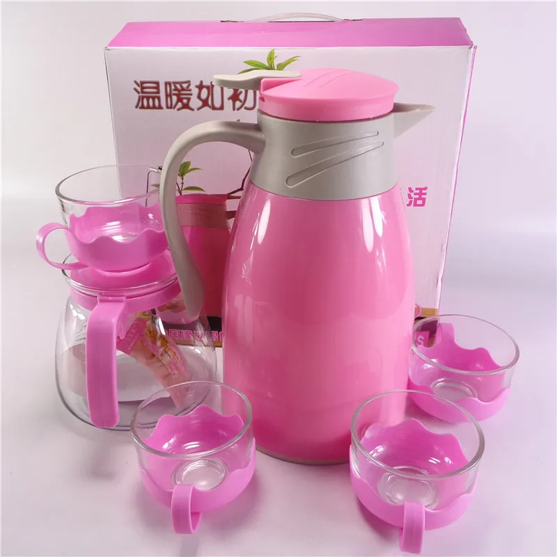 

Hot Creative Glass Tea Pot Set Thermos Pot Six-piece Glass Liner Tea Pot Set With Gift Box Household Drinking Water Kettle Set