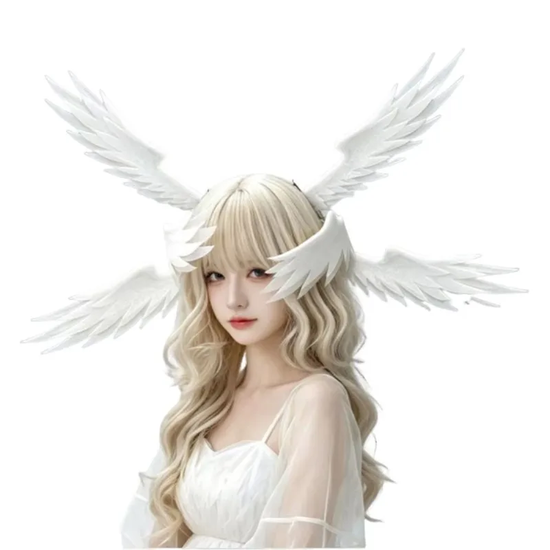 Six‑Piece Wing Feather Headpiece, Angel Cosplay Headband, Halloween Carnival Comic‑con Theme Party Costume Hair Accessory 3