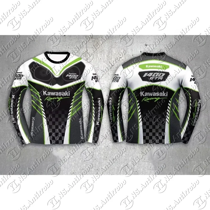 

Летняя мотоциклетная униформа Kawasaki, мужская и женская летняя дышащая быстросохнущая толстовка, 1400GTR, велосипедная футболка