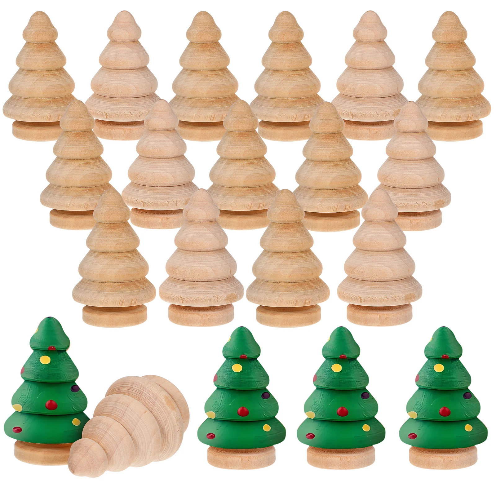 

20Pcs Mini Christmas Tree Wood Unfinished Figures Natural Smooth Surface for DIY Painting Staining Crafts DIY Wooden Unfinished