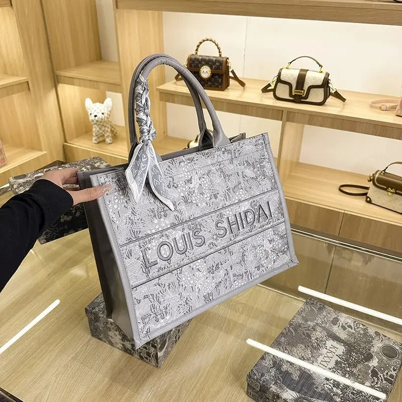 High quality tote 2023 new trend letter luxury women\'s shoulder bag large capacity versatile female fashion flower shopping bag