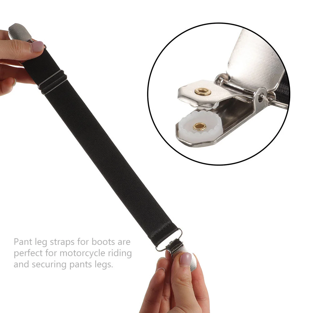 

5 Pcs Black Elastic Anti Slip Boot Straps 2 5x20CM Adjustable Clips For Motorcycle Cycling Pants Leg Strap