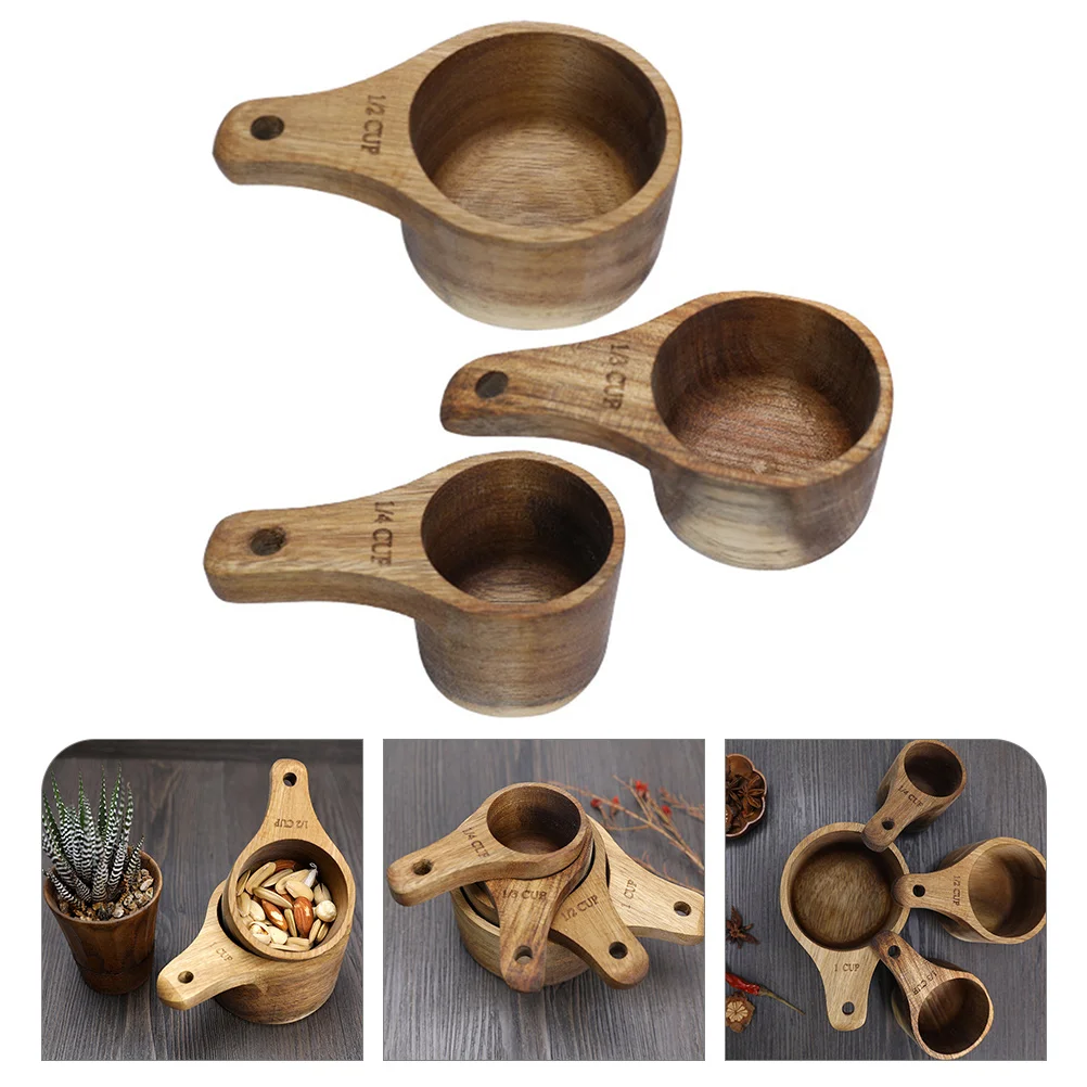 3 Pcs Wooden Quality Spoon Kitchen Scoop Coffee for Ground Natural Bean Measuring Spoons