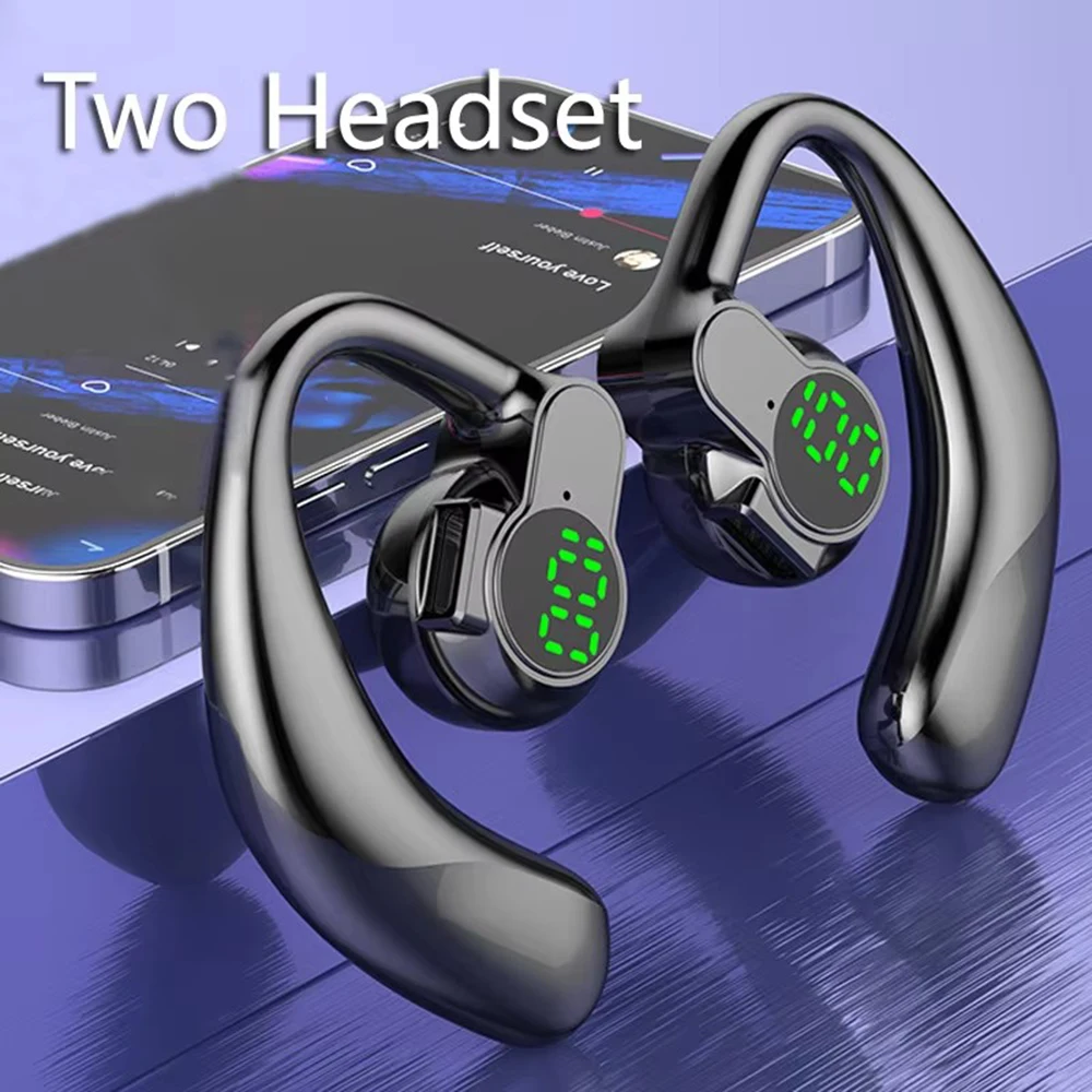 Auriculares Bluetooth 5.4 Ganchos para las orejas con cancelación de ruido Auriculares deportivos 180 °   Auriculares inalámbricos giratorios con micrófono