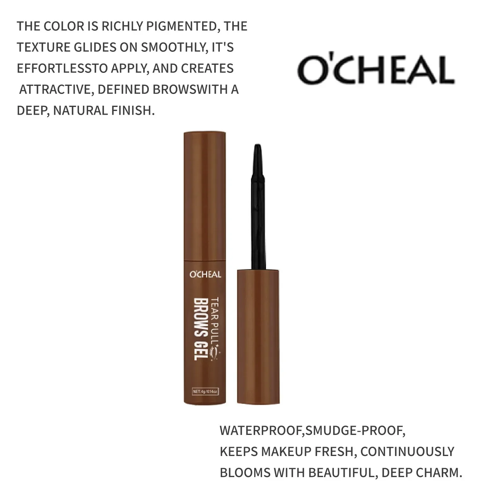 Tinte para cejas O'CHEAL - Pull & Tint, Raíz - de - Definición de raíces, Natural & Wild - Look Brows, larga duración, resistente al agua y al sudor