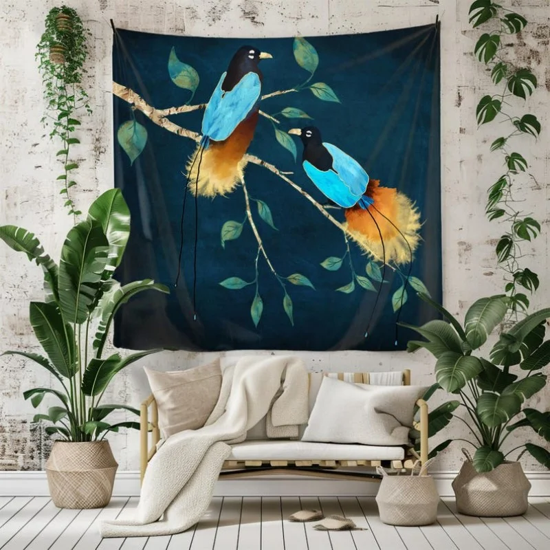 VIKAMA Retro Flower Paisley Wall Hanging Bohemian Style Polyester Fiber Tapestry Bedroom Living Room Decoration Room Decoration