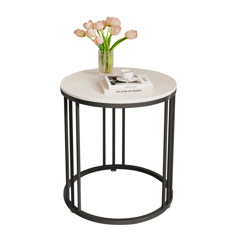 

Internet celebrity light luxury simple round small coffee table rock slab sofa edge corner few living room balcony movable creat
