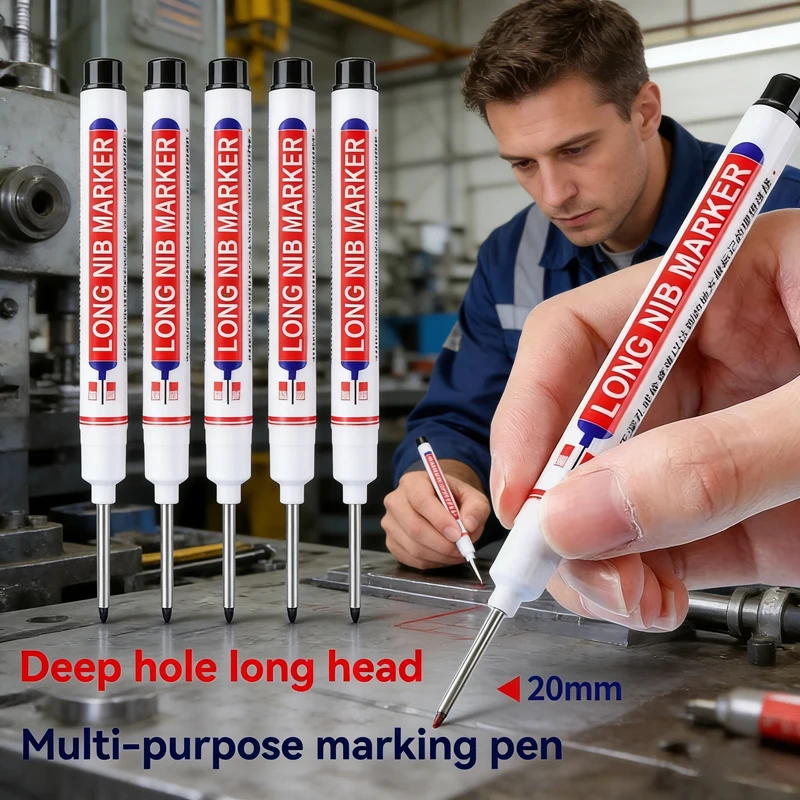 4 Stück 20 mm lange Marker mit tiefen Löchern, wasserfeste Perforationsstifte für Metall, Holzbearbeitung, Badezimmer und Dekoration, Mehrzweckwerkzeug