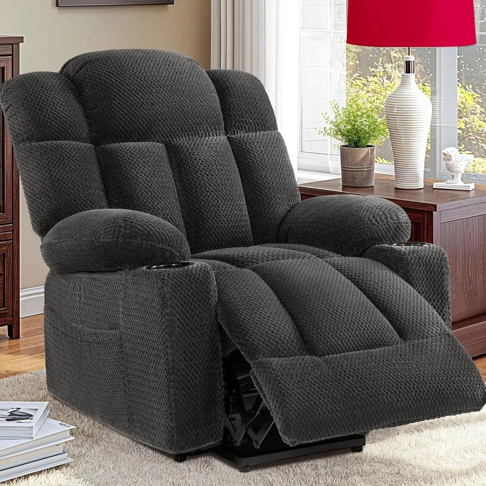 

Power Lift Recliner Chair Sofa for Elderly with Massage and Heated, 3-Position, 2 Cup Holder, USB-A & USB-C, Soft Plush Fabric,