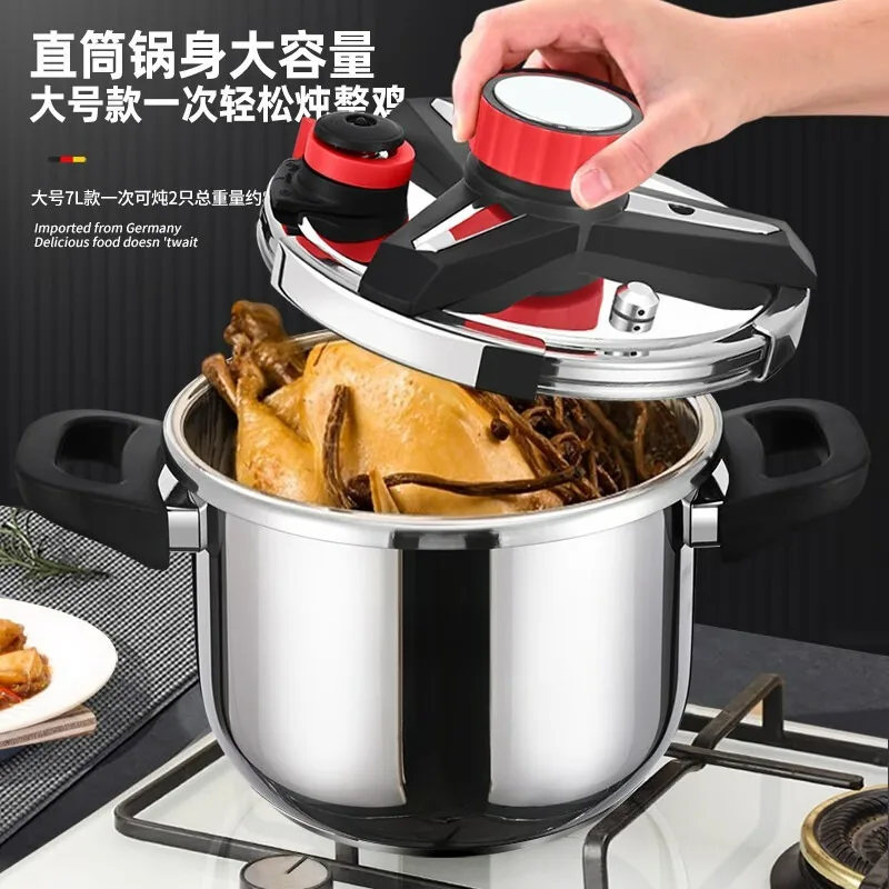 

316 Stainless Steel Pressure Cooker 8L – German-Style Safety Design, Multi-Lock Lid, Large Capacity for Family Cooking