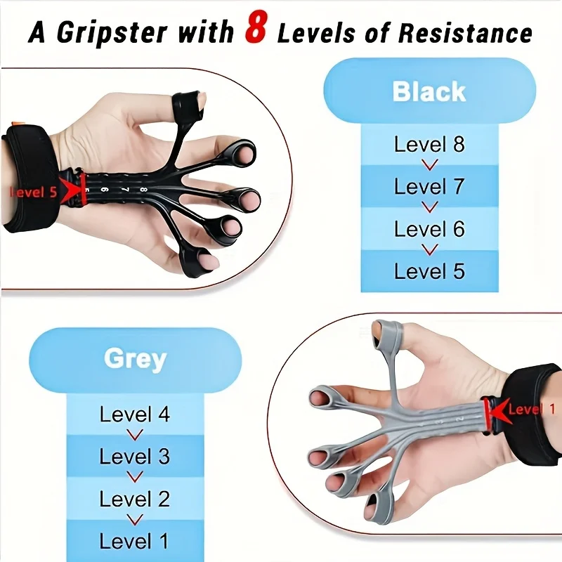 1피스 실리콘 핑거 클램프 - 유연성 향상을 위한 휴대용 손 및 팔뚝 근육 훈련 장치