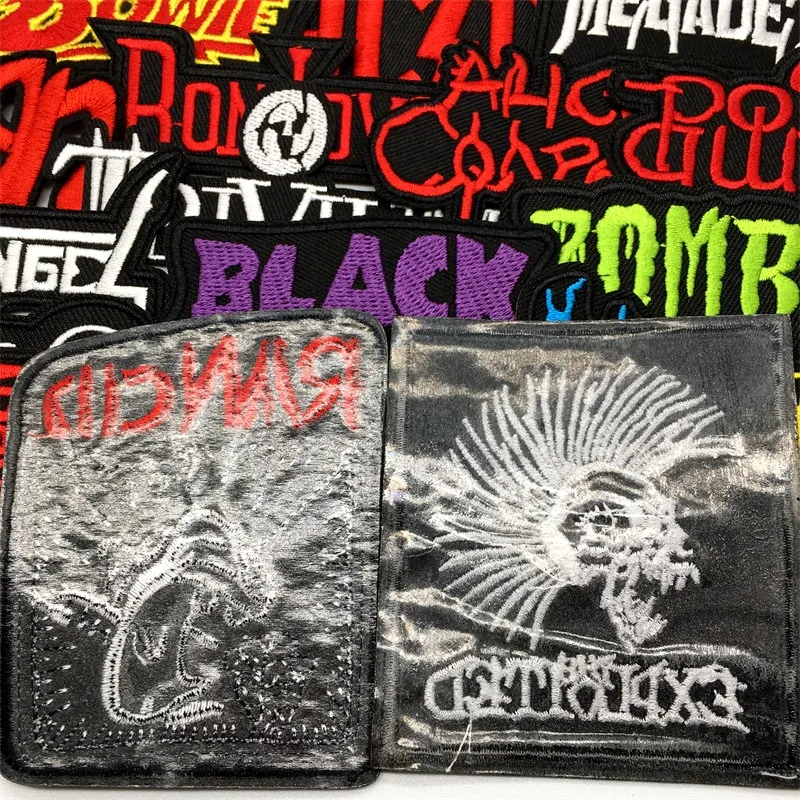 50PCS/Lot Punk Rock Music for Sew Ironing on Patches Letter Embroidery Patch for Clothing Band Appliques Sewing Jacket Jeans