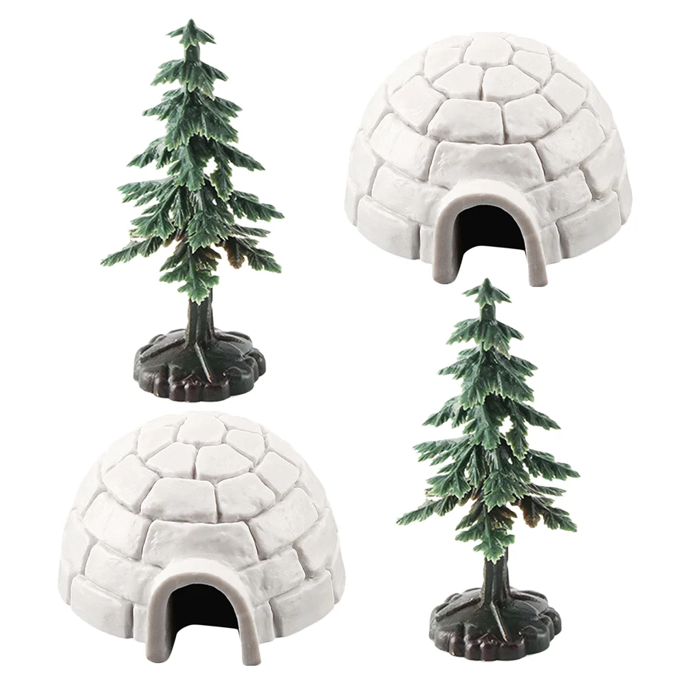 Igloo Model Miniature Trees Antarctica Figurine Toys Lifelike Ice House Models Figurines for Decor