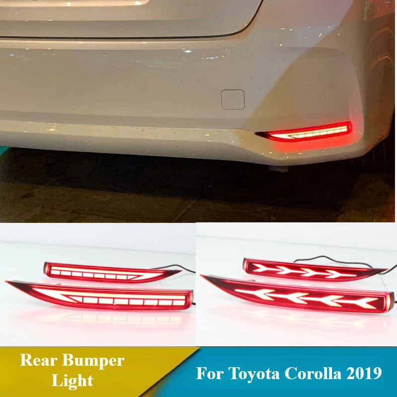 

Для Toyota Corolla 2019 светодиодный фонарь заднего бампера, отражатель дальнего тормоза, динамический указатель поворота, задняя противотуманная фара, 12 В, дневные фонари