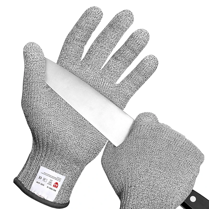 Level 5 Anti-Cut Gloves Safety Cut Proof Stab Resistant Wire Stainless Steel Wire Metal Mesh Butcher Cut-Resistant Safety Gloves