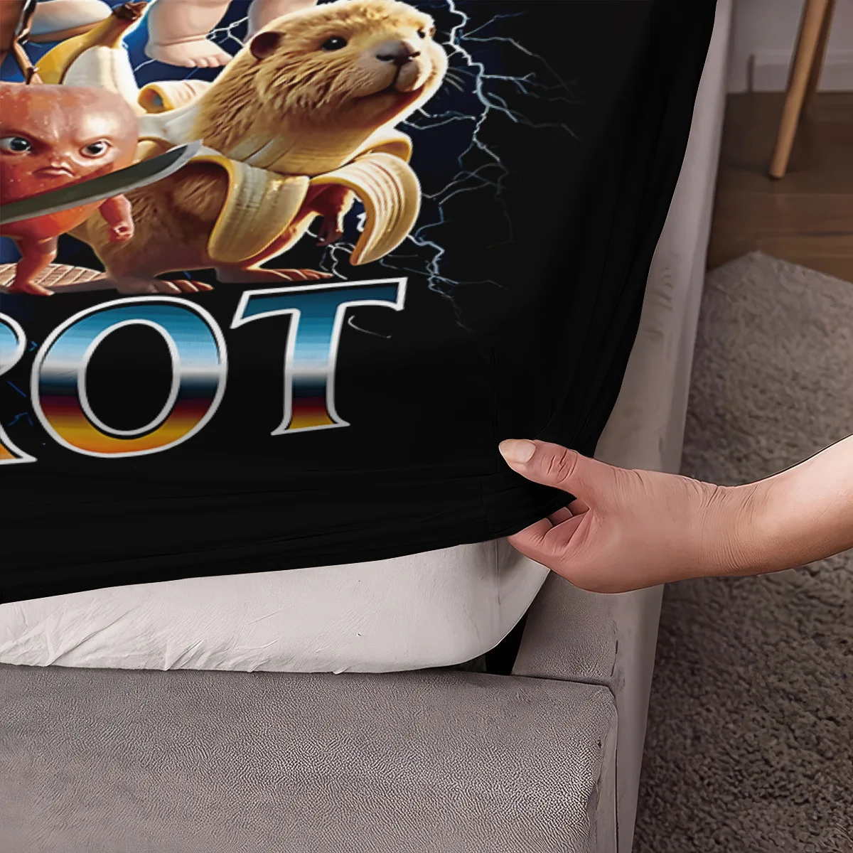 الكرتون ai Brainrot Tung Tung Sahur فريق المجهزة ورقة طباعة coreless المجهزة ورقة مجموعة لينة المفرش غرفة نوم الفراش الديكور