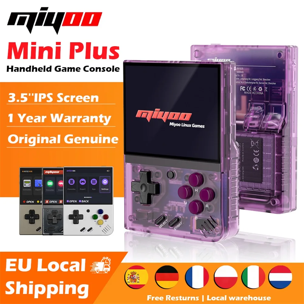 Miyoo Mini Plus Retro Handheld-Spielkonsole, 3,5-Zoll-IPS-Bildschirm, Linux-System mit WLAN und RTC, tragbares Gehäuse, Mini+-Videospiel-Simulator, integrierte Vibration, 3000-mAh-Akku, klassische