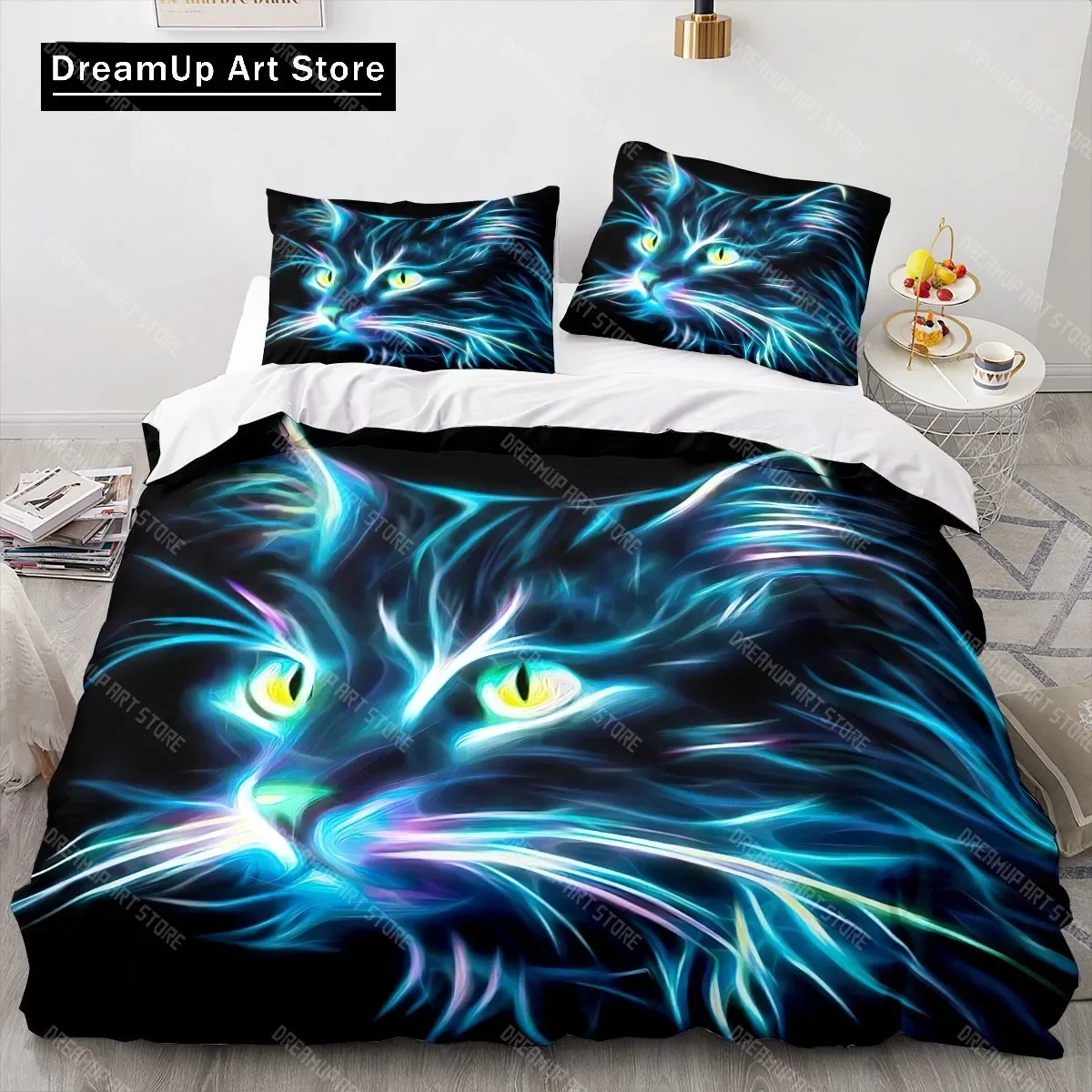 

3D Animal Cat Quilt Cover 3D Large Printed Double Size Quilt Cover Bedding Set Single Set