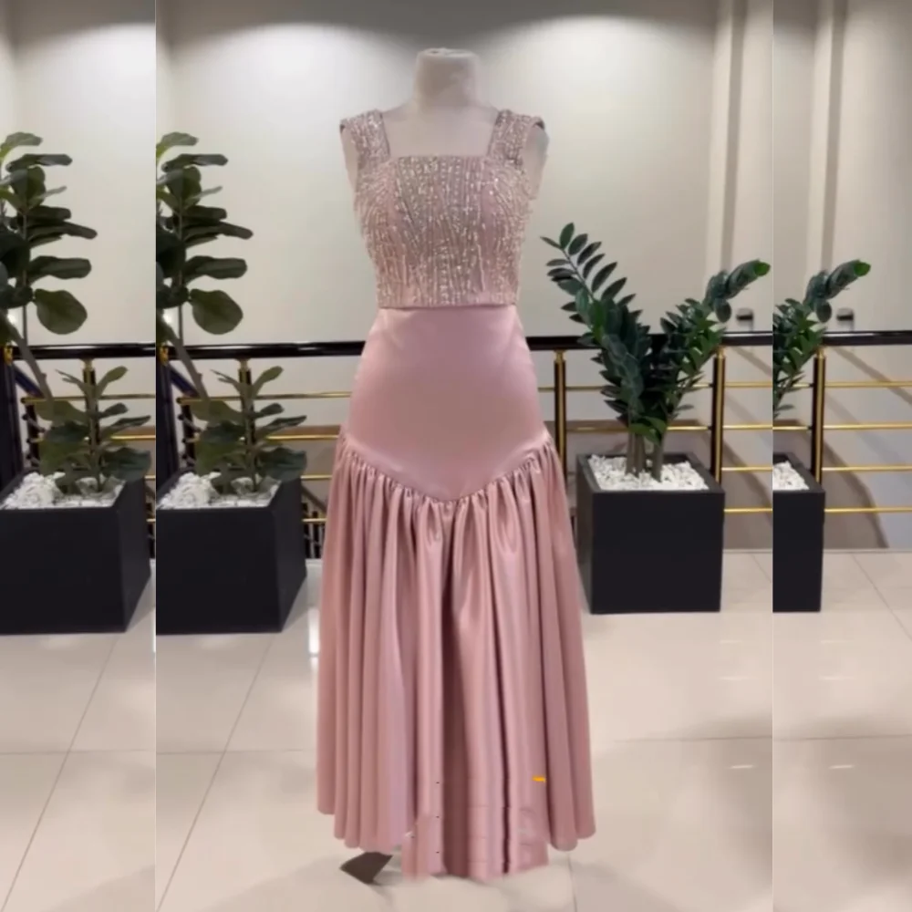

Customized High Quality Sequined Pattern A-line Square Neck Midi Dresses Bespoke Occasion Exquisite Chinese Style