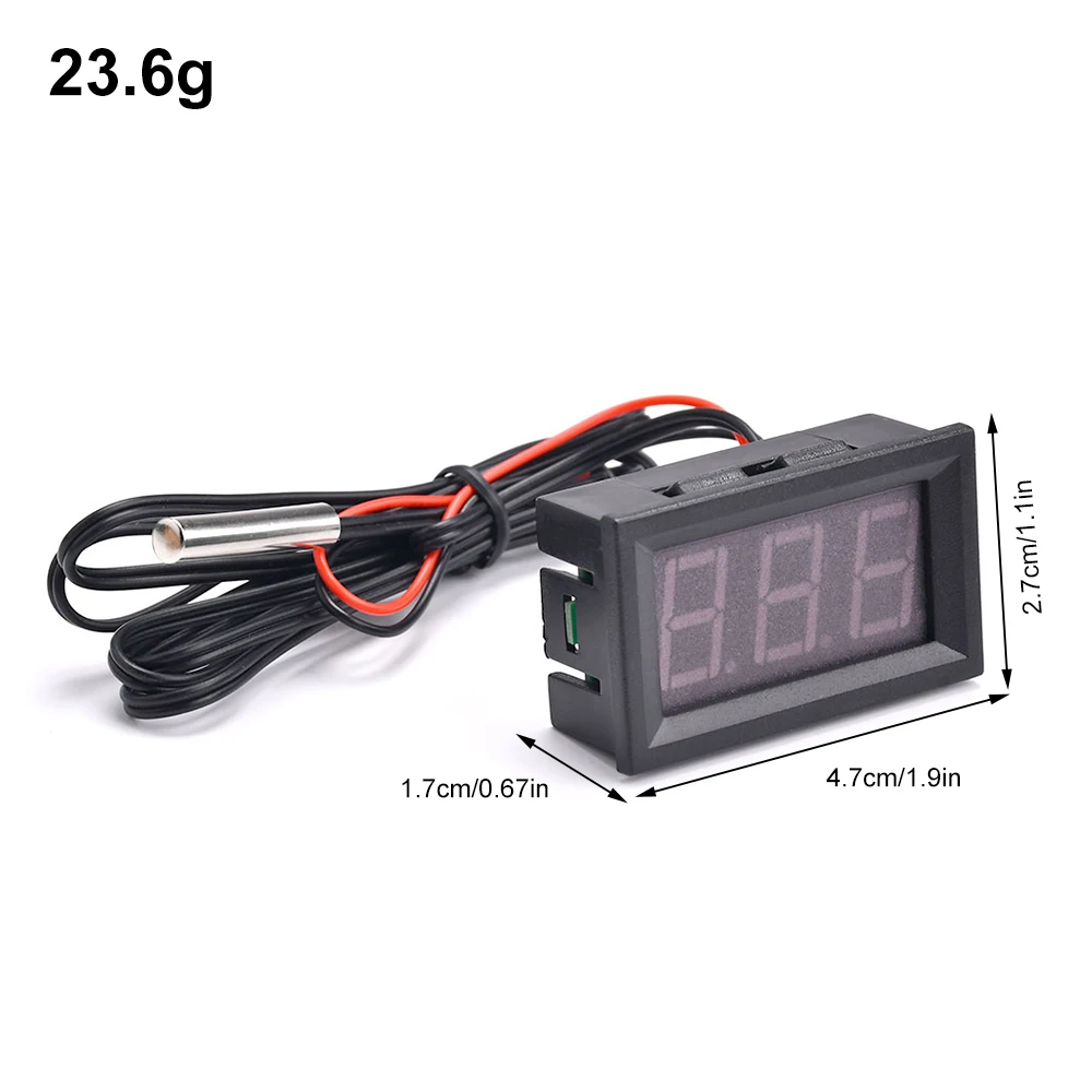 DC4~30V Miniature LED Digital Thermometer for Automotive Temperature Monitor with Temperature Probe, Measuring Range -50-120°C