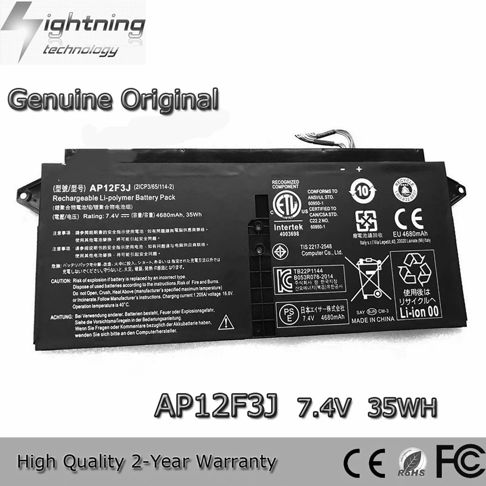 

Original AP12F3J 7.4V 35Wh Laptop Battery for Acer Aspire S7-391 S7-392 S7-393 13.3-Inch 2ICP3/65/114